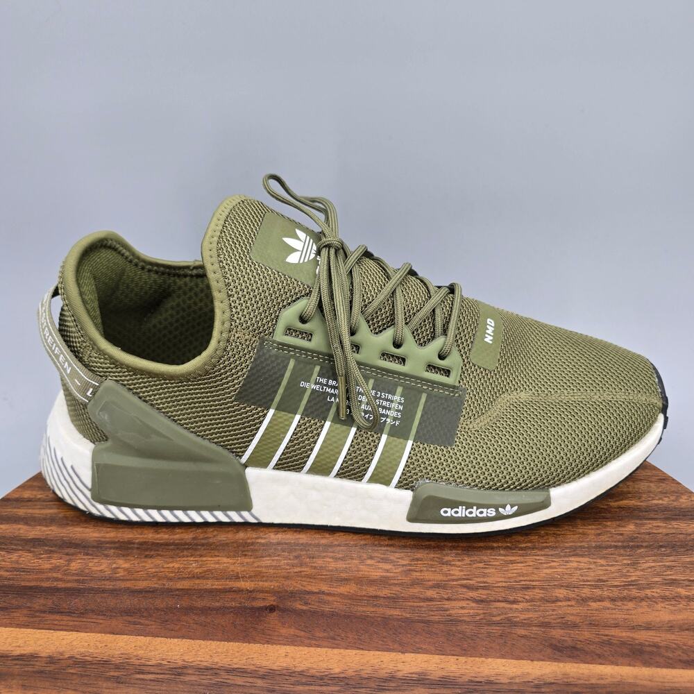 Adidas Originals NMD R1 V2 Shoes Mens 11 Olive Green Running Athletic Sneakers